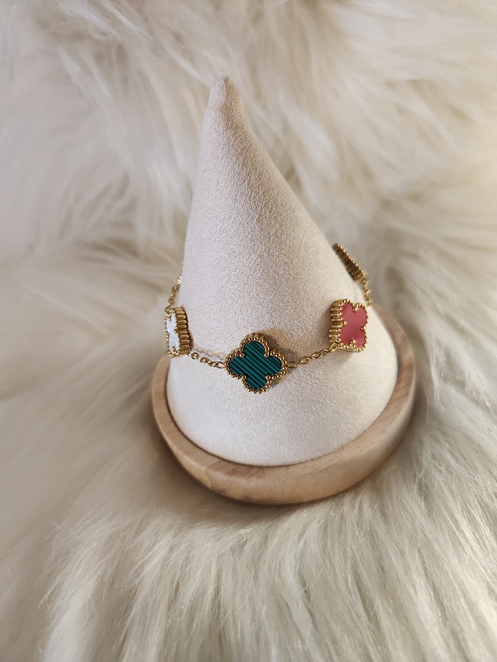 Gold 18k Multicolor Clover Link Bracelet